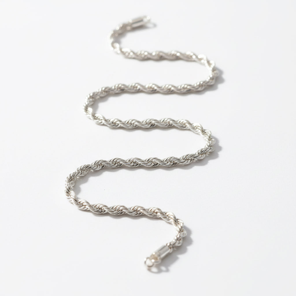 The Verdant Twisted Silver Rope Chain 3mm